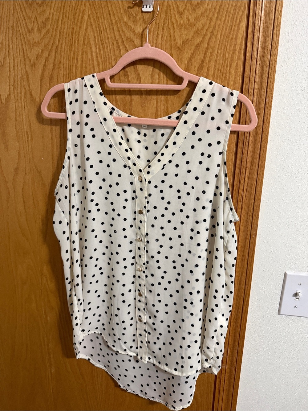 Maurices Cream Sleeveless Polka Dot Button-Front Top